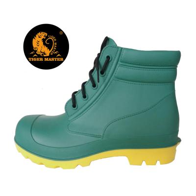 China Steel Toe CE Approved Oil Acid Alkali Resistant Steel Toe Ankle PVC Safety Rain Boots Waterproof Steel Men for sale