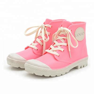 China 2018 PVC Fashion High Ankle Waterproof Lace Up Rain Boots For Women for sale