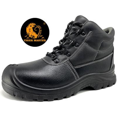 China Anti Slip Steel Toe Waterproof Toe Puncture Proof Leather Safety Steel Boots For Men for sale