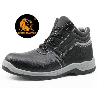 China Toe Black Oil Slip Resistant PVC Leather Steel Toe Cap Prevent Puncture Good Price Safety Shoes for sale