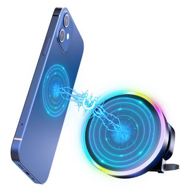 China Newest Mobile Phone Car Model Magnetic Mount With Fan Colorful Ignition Car Charger 15W Wireless Phone Charger for sale