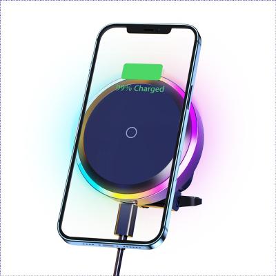 China Mobile Phone Magnetic Car Model Wireless Charger Compatible with iPhone 13/12 Car Mount Fast Charging Magnetic Car Phone Holder with Fan for sale