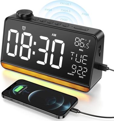 China Smart Speaker Radio Alarm Clock FM Clock With Dual USB Ports Speaker LED Fill Lights for sale