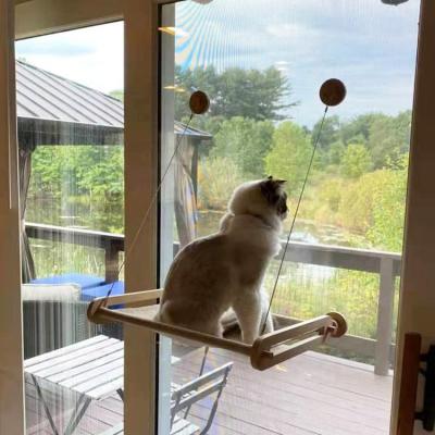 China High Quality Breathable Cat Window Hammock With Suction Cup Wooden Hanging Perch For Home for sale