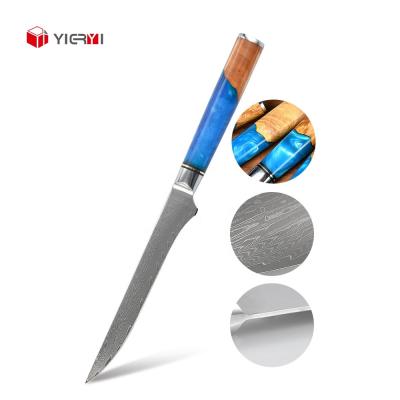 China Yieryi VG10 Viable Professional High Quality 6 Inch Damascus Steel Boning Knife With Resin Handle for sale