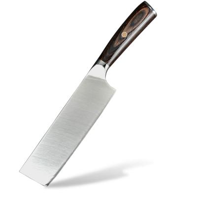 China Factory Price High Quality Viable 7 Inch Stainless Steel Nakiri Vegetable Knife With Pakka W\Wood Handle for sale