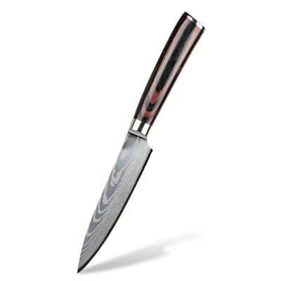 China Viable Yangjiang Yieryi Stainless Steel Damascus Laser Pattern 5 Inch Knife Fruit Serving Knife With Wooden Handle for sale