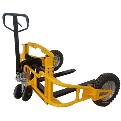 China Construction Building Construction Manual Cylinder 1ton Forklift Hand Rough Terrain Pallet Truck Hydraulic Outdoor Stacker for sale