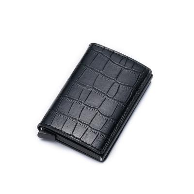 China RFID Blocking Protect Crocodile Pattern PU Leather Business Card Holder RFID Blocking ID Card Holder For Men for sale