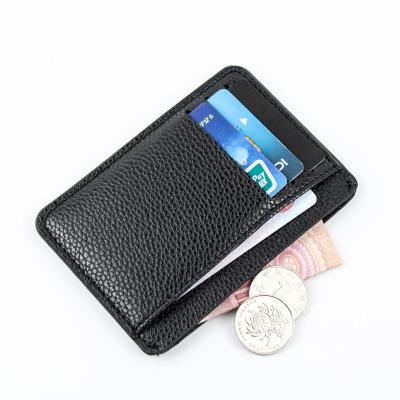 China High Quality Lychee Pattern Card Holder PU Credit Card Leather Slim Stand For Men Te koop