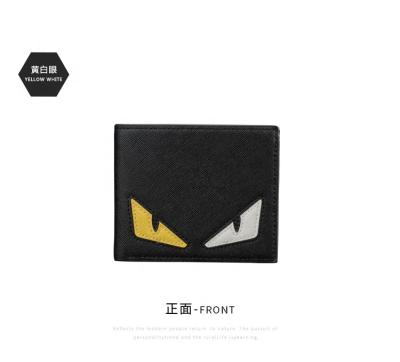 China Hot selling fashionable design black PU short card holder wallet carteira leather gato for men for sale