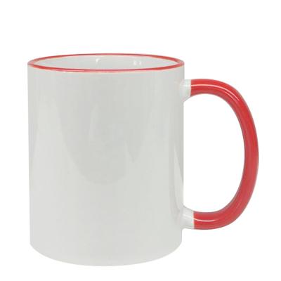 China Simple Design Coffee Mug New Arrival Price 11oz Viable White Sublimation Ceramic Red Coffee Mug for sale