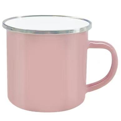 China Hamning 2023 Viable Hot Sale Pink Sublimation Enamel Mugs Coffee Water Mugs Wholesale Logo Sublimation Blanks Custom Made for sale