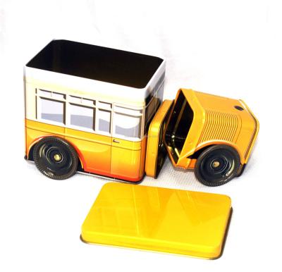 China Van Shaped Candy Cookie Tin Box Goods Tin Can Custom Food Grade Metal Truck Gifts for sale