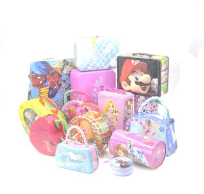 China Women and Girls OEM Tin Can Handbag Shape Tin Purse Candy Handle Tin Box for sale