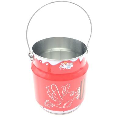 China Tin Pail CMYK Printing Round Food Grade Ice Bucket Metal Pail With Handle Milk Can for sale