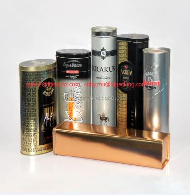 China Recyclable Wholesale Custom Printed Food Grade Wine Tin Box Metal Package For Vodka for sale