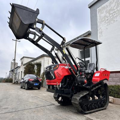 China Orchard Mini Tractor, Vineyard Crawler Tractor 50HP Met Rotary Tiller Plow Te koop