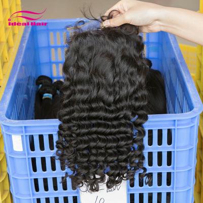 China Deep Wave Grade 10a Deep Wave Hair With Closures Peruvian Remy Hair With Closure, Top Closures Weaving, Human Virgin Hair With Closure 1b/30 for sale