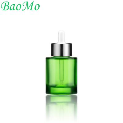 China 2021 New Personal Care Thicker Wall Green Frosted 1oz/30ml 1.7oz/50ml Luxury Glass Dropper Cosmetic Bottle for sale