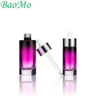 China Personal Care Fashion Package 30ml 50ml Plastic Dropper Glass Cosmetic Bottle For Essential Oil for sale