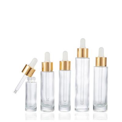 China Thick Bottom Luxury Empty Round Cosmetic Frascos Gotero15ml Glass Eye Oil Dropper Bottles Cosmetic 25 Bases 30ml55ml Skin Care for sale