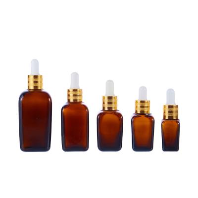 China Wholesale Luxury Empty Glass Square 20ml 30ml 50ml 100ml Personal Care Amber Essential Oil Dropper Bottle for sale