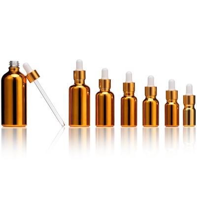 China Luxury Cosmetic 100ml 1oz 2oz 30ml Bottle Oil Serum Bottle Glass Dropper Bottle With Gold Pump for sale