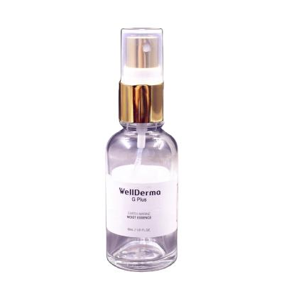 China Wholesale fancy 30ml clear personal care spray mist water glass bottle with gold 18/410 sprayer china supplier for sale