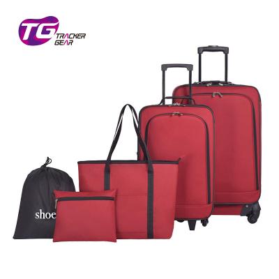 China Polyester Fashion Carry On Suitcase Soft Travel Trolley Luggage Bags Sets for sale