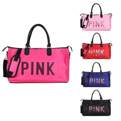 China Outdoor Gym Tote Bag Custom Waterproof Sports Pink Fleece Weekend Travel Storage Shoulder Bag With Custom Logo for sale