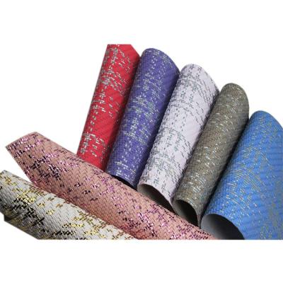 China Online Wholesale PU Leather Metallic Foil Print Waterproof Faux Leather Fabric For Making Bags Shoes for sale