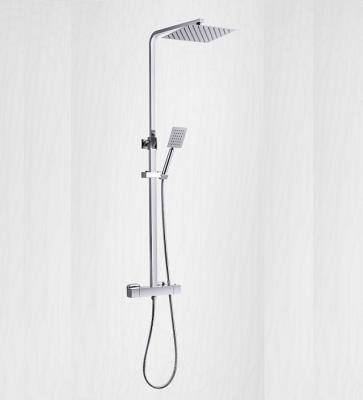 China With Luxury Top Selling Wall Mounted Brass Sliding Bar Bathroom Shower Column Set Thermostatic Shower System Set for sale