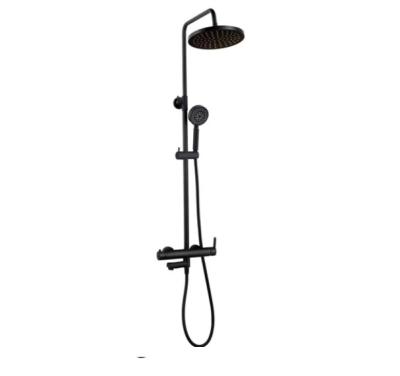 China With Sliding Bar Bathroom Luxury Matte Black Wall Mounted Shower Column Set Brass Shower System Set for sale