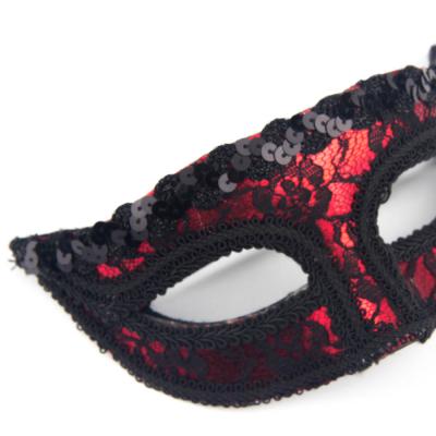 China Party Wear Gold Lace Sequin Red Party Halloween Mask High Quality Eco - Friendly for sale