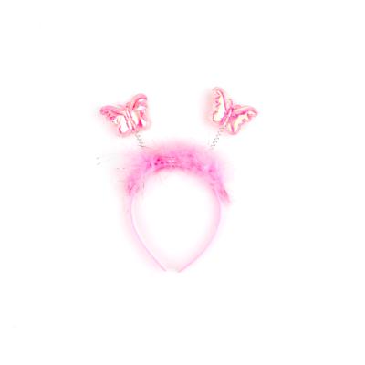 China Environmental friendly cute pink butterfly with marabou feather headband for sale