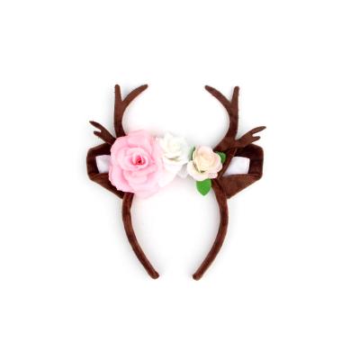 China Eco friendly deer headband with colorful flowers for sale