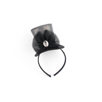 China Environment Friendly Fedora Hat Gentleman Hat Headband with Black Silk Diamond Bowtie for sale