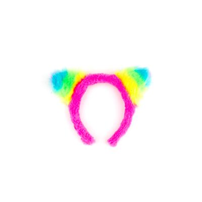 China Environmental Friendly Fluffy Rainbow Cat Ears Headband for sale