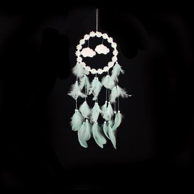 China Popular Custom Dream Catchers Unicorn Cloud Feather White Handmade Dream Catcher Wall Decor Bedroom Wall Hanging Decor for sale