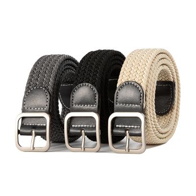 China Wholesale Casual Casual Belt Stain Canvas Belt Ladies Pin Elastic Casual Elastic Braided Buckle General Belt for sale