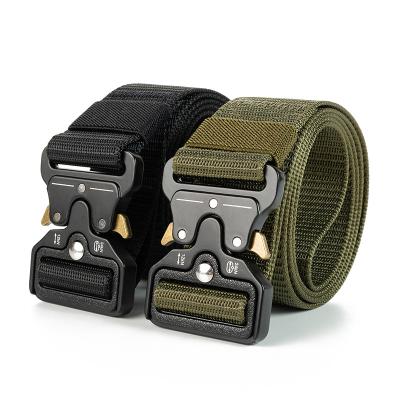 China Fashion.Casual Tactical Belt Men's Cloth Combat Metal Nylon Outdoor Buckle Woven Belt Hunting Increasing Sports Cloth Belt for sale