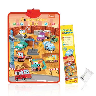 China Teaching& AG05 Construction Site Poster Amazon Hot Seller Talking Toy Fun Fact Poster Study of Vehicle Quiz Game Toy for Kids for sale