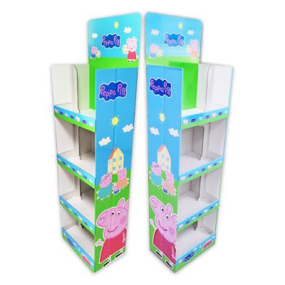 China 4 Sided Customized Supermarket Cardboard Corrugated Paper Advertising Display Stand for sale