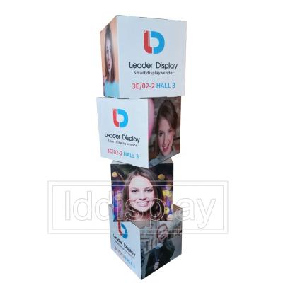 China Customized Custom Square Advertising Cube Pop Up Design Paper Display Box for sale