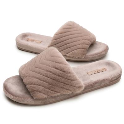 China Wholesale soft and warm woollike fleece anti-slip for indoor or outdoor slippers for women for sale