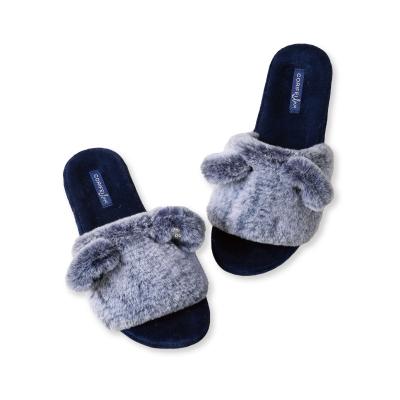 China Wholesale Winter Luxury Leather Ladies Slippers Cat Anti-odor Cotton Plush Ladies Slippers for sale