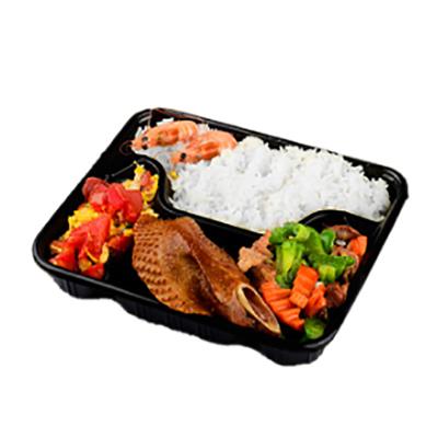 China 3 Compartment Microwavable Plastic Disposable Microwavable Bento Box Takeout Box With Lid for sale