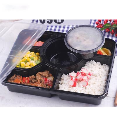 China Disposable Plastic Food Containers PP Plastic 6 Compartment Set Container Microwavable for sale