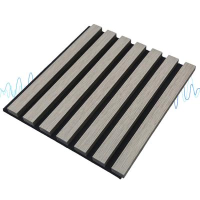 China Custom MDF Sound Absorbing Effect Polyester Wood Grille Panels Wood Acoustic Sound Absorbing Ceiling And Wall Proof Sound Wall for sale